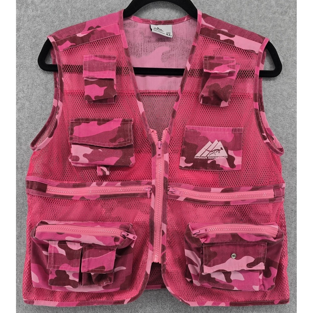 The Wild West Girls Adventure Vest Sz XL Pink Camo Dinosaurs Outdoor Exploring
